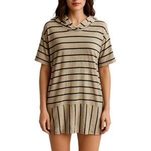 Striped Hooded Tunic Top